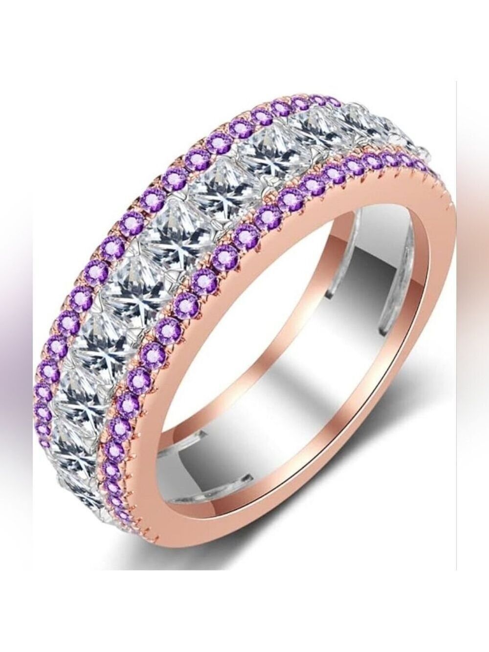 Double Row Pave Cubic Zirconia Eternity Band